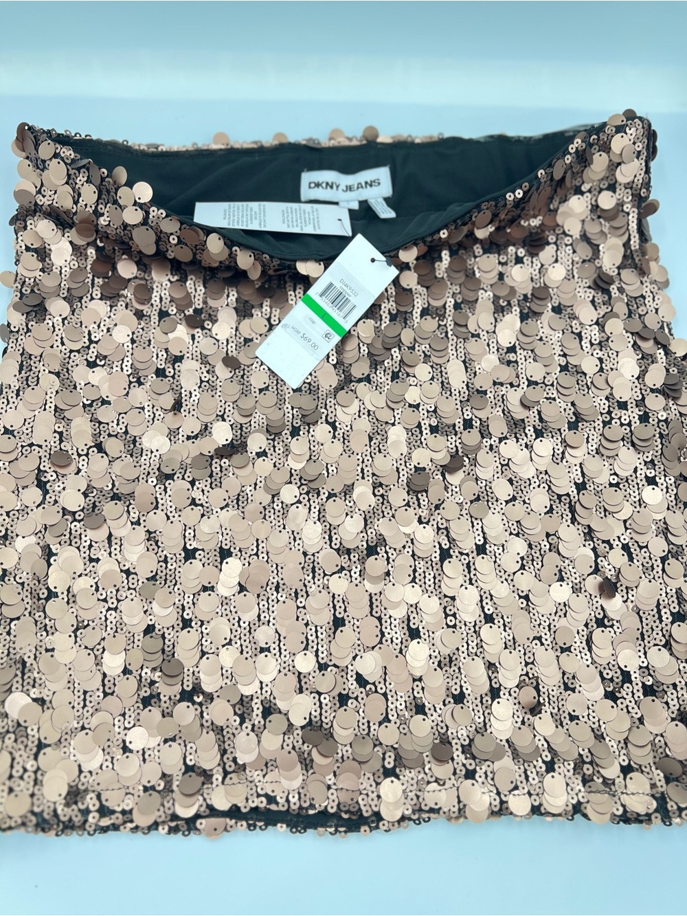 DKNY Brown/Rose Gold Sequin Mini Skirt